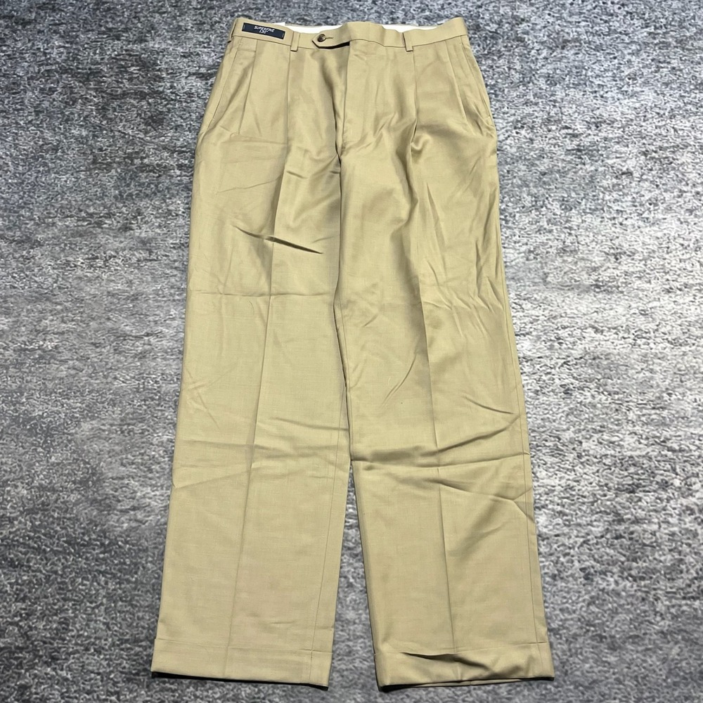 Vintage Nautica Pants Super Luxury Gabardine 34x32 Pleated Dress 100% Wool NEW‎